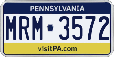 PA license plate MRM3572