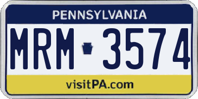 PA license plate MRM3574