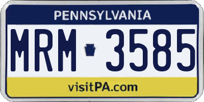 PA license plate MRM3585