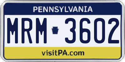 PA license plate MRM3602