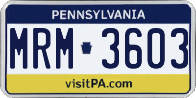 PA license plate MRM3603