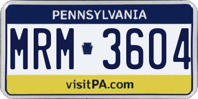 PA license plate MRM3604