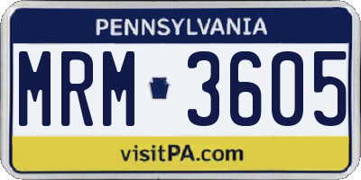 PA license plate MRM3605