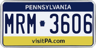 PA license plate MRM3606
