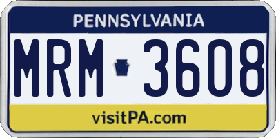 PA license plate MRM3608