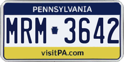 PA license plate MRM3642