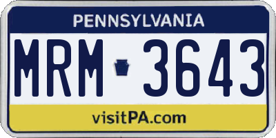 PA license plate MRM3643