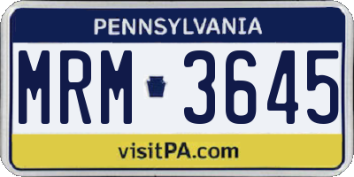 PA license plate MRM3645