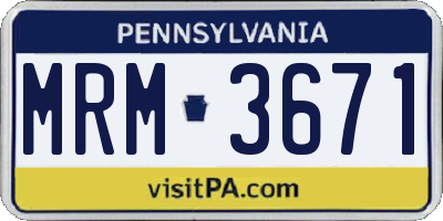PA license plate MRM3671