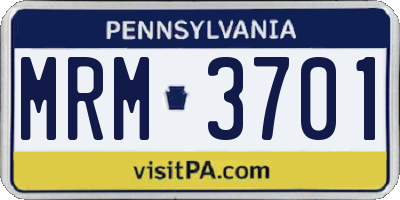 PA license plate MRM3701