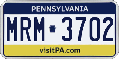 PA license plate MRM3702