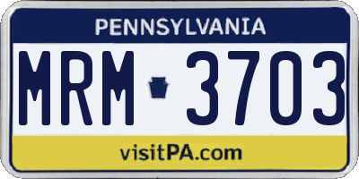 PA license plate MRM3703