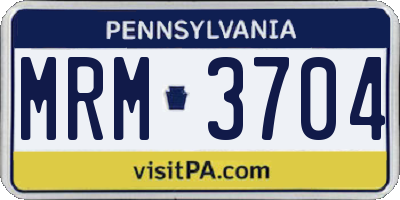 PA license plate MRM3704