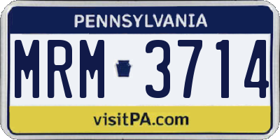 PA license plate MRM3714
