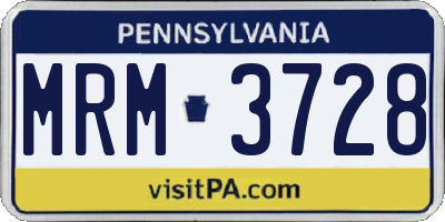 PA license plate MRM3728