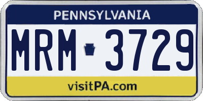 PA license plate MRM3729