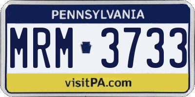 PA license plate MRM3733