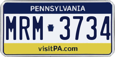 PA license plate MRM3734