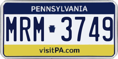PA license plate MRM3749