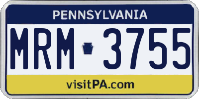 PA license plate MRM3755
