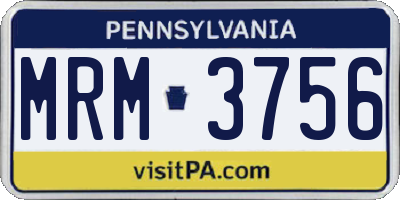 PA license plate MRM3756