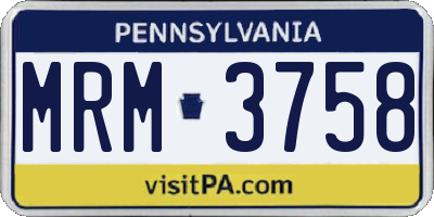 PA license plate MRM3758