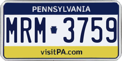 PA license plate MRM3759