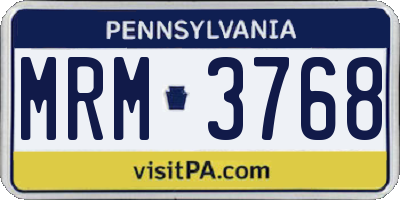 PA license plate MRM3768