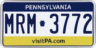 PA license plate MRM3772
