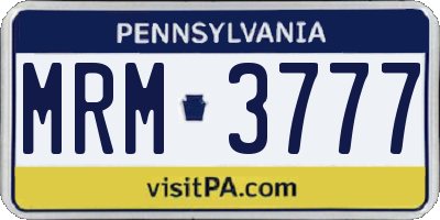 PA license plate MRM3777