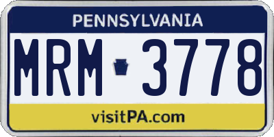 PA license plate MRM3778