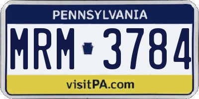 PA license plate MRM3784