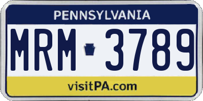 PA license plate MRM3789