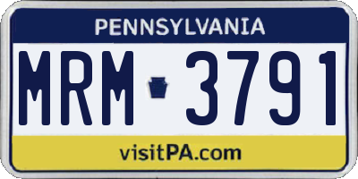 PA license plate MRM3791