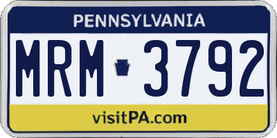 PA license plate MRM3792