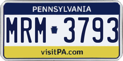 PA license plate MRM3793
