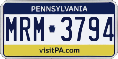 PA license plate MRM3794