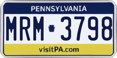 PA license plate MRM3798