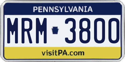 PA license plate MRM3800