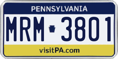 PA license plate MRM3801