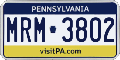 PA license plate MRM3802