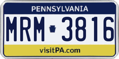 PA license plate MRM3816