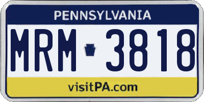 PA license plate MRM3818