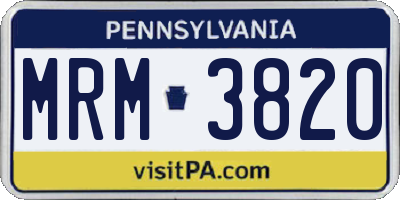 PA license plate MRM3820