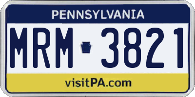 PA license plate MRM3821