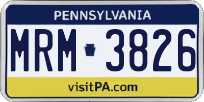 PA license plate MRM3826