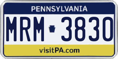 PA license plate MRM3830