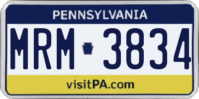 PA license plate MRM3834