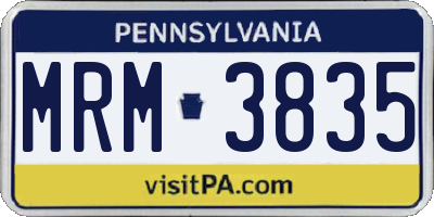 PA license plate MRM3835