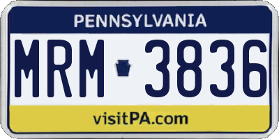 PA license plate MRM3836